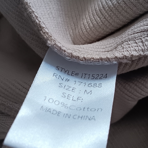 House of Thread Ribbed Snap Button Cotton Tank Top Light Tan Sleeveless M - Picture 4 of 4